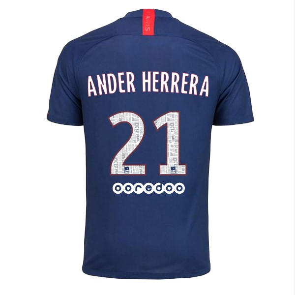 Camiseta Paris Saint Germain NO.21 Ander Herrera Replica Primera Ropa 2019/20 Azul